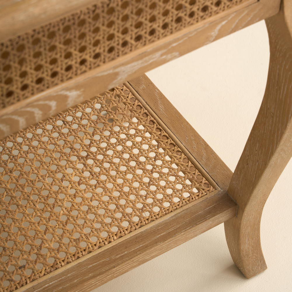 Sienna Beau Rattan Bedside, Weathered Oak / Rattan